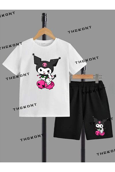 THEKONT Kuromi̇ Printed Shorts T-Shirt Suit Code:2701