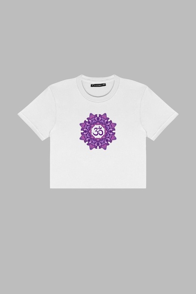 Bak Moda OM Принт Білий Кроп Топ