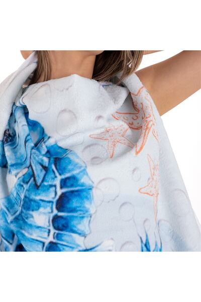 Akay Tekstil Πετσέτα θαλάσσης από οργανικό βαμβάκι Sea Horse 75x150