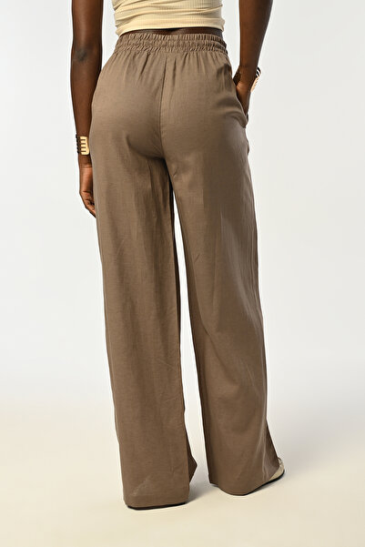 Orfeo Negro Women's with Elastic Waist Bowl Legs Straight Mink Color Pants