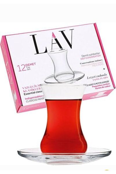 PARİLES Lav Demet 12 Piece Tea Set Product 12 Pieces 6 Tea Cups and 6 Tea Plates