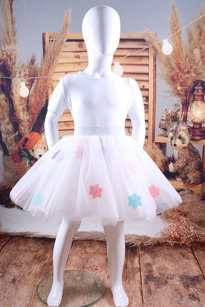 Astar Kostüm Tutu Φούστα Λευκή Floral Κοριτσίστικη Φούστα Παρουσίασης 23 Απριλίου