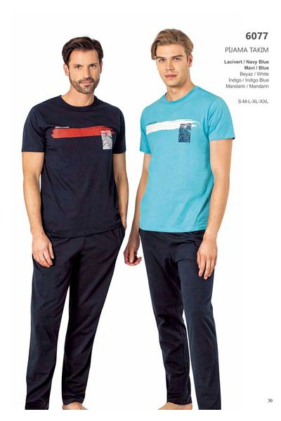 Pierre Cardin Set pijamale bărbați din bumbac pieptănat cu mânecă scurtă THCLVR.60.77PC.VR