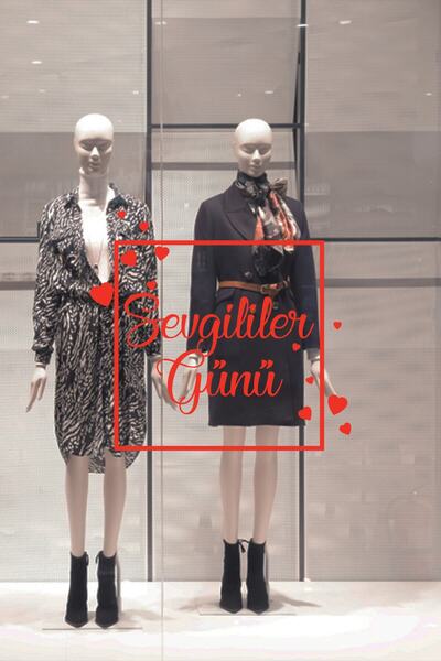 New Jargon Autocolant cu text și inimi de Ziua Îndrăgostiților 60cm - Roșu