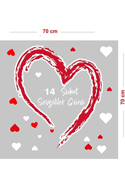 New Jargon Parçalı Kalp Sevgililer Günü Cam Vitrin Oda Stickerı 70cm
