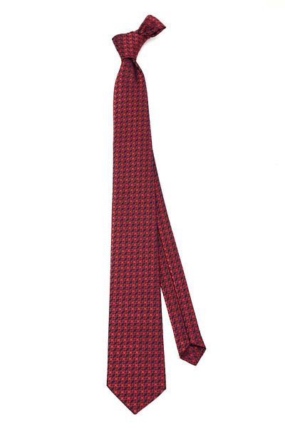 Tudors Classic Patterned Red Tie with Pocket Handkerchief