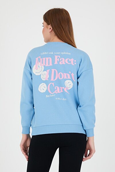 Polo State Синій оверсайз жіночий світшот - з принтом