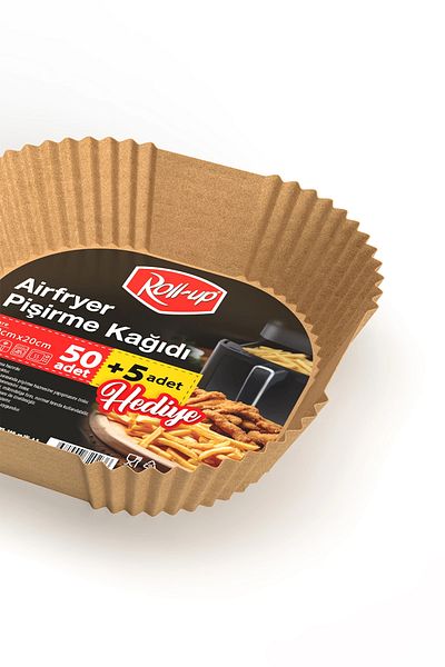 Roll-Up Luxury Airfryer Baking Paper - 20cm Square, Pack of 50, Non-Stick and Oil-Proof