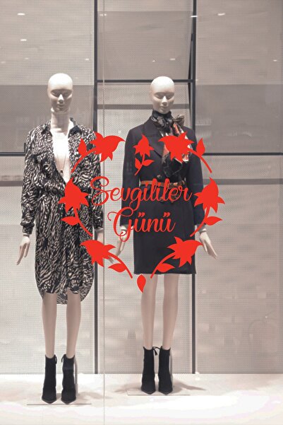 New Jargon Autocolant cu inimă florală de Ziua Îndrăgostiților 60cm - Roșu