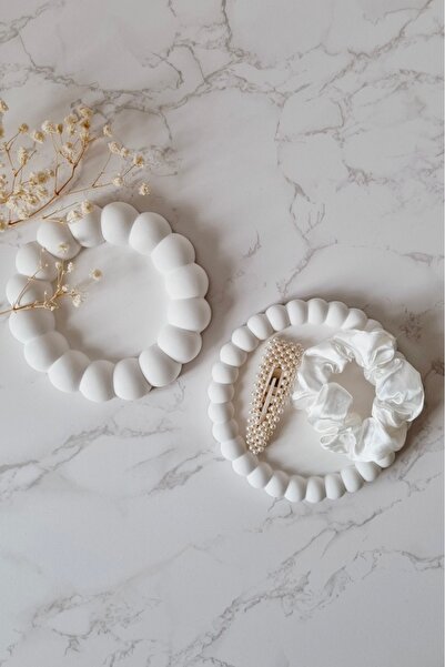 Mandalin Art Studio Bubble Set of 2 Decorative Concrete Plate Jewelry Plate Coasters