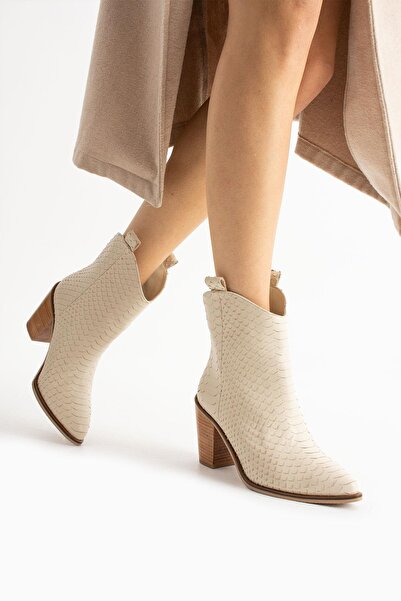 FOLLİNİ Cizme de dama din piele naturala crem