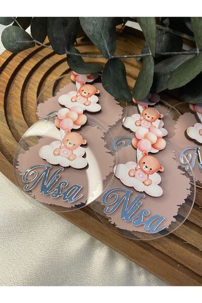 Bubble Bear Themed Baby Girl Plexi Magnet 20pk