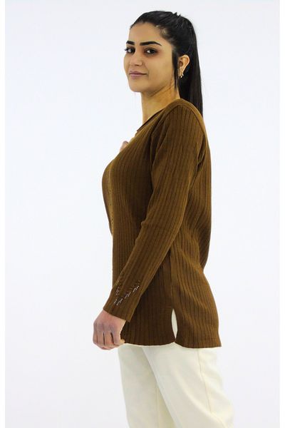 Tuğra Pulover din tricot cu guler crew