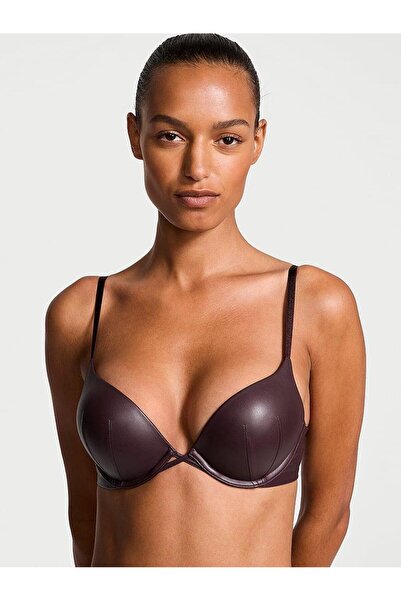 Victoria's Secret Bombshell 2 Beden Büyük Gösteren Deri Görünümlü Push-Up Sütyen
