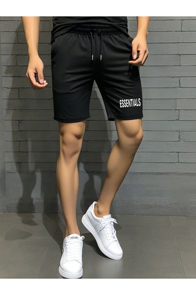 DEEPSENCE Ανδρικό μαύρο σορτς ESSANTIALS Slimfit