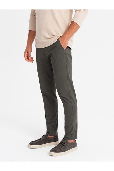OMBRE Ανδρική στολή παντελόνι chino REGULAR FIT - χακί V3 OM-PACP-0183 XL