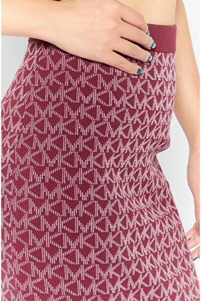 Michael Kors Women Brand Logo Casual Midi Skirts, Maroon
