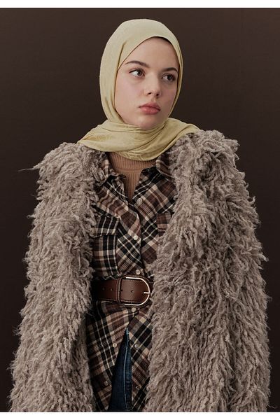 Fresh Premium Beige Sand Flat Shawl