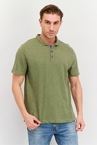 Project Essentials Men Regular Fit Solid Short Sleeve Polo Shirt, Green
