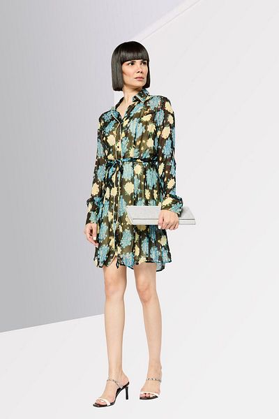 Diesel Women All Over Printed Mini Shirt Dress, Black