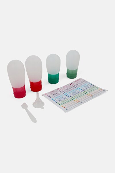 Miamica 4 Piece Silicone Travel Bottle Set, White Combo