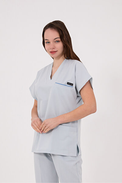VİZYON UNIFORM Premium Likralı Buz Mavi  Forması Cerrahi Takım, Scrubs Takım ...