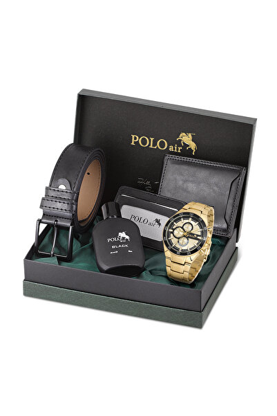 Polo Air Erkek Set Kombin Kemer Cüzdan Kartlık Parfüm Kol Saati Hediyelik Kut...