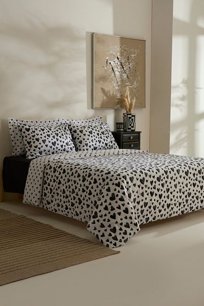 Karaca Home Set cuvertură de pilota Amour Bliss Black Double 100% bumbac