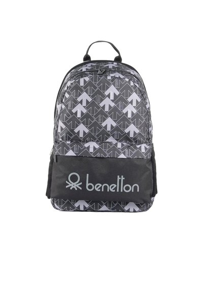 United Colors of Benetton Black-Grey Unisex School Bag 03738