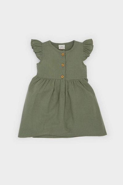 DeFacto New Season Baby Girl Basic Plain Short Sleeve Flared Poplin Dress