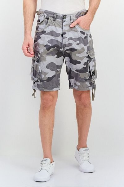 Crosshatch Men Camouflage Cargo Shorts, Grey
