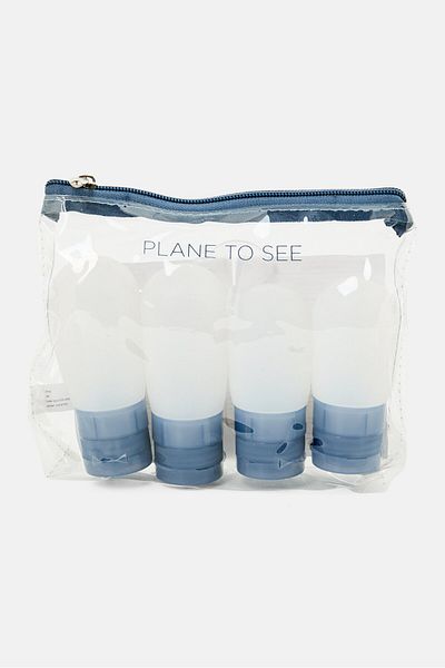 Miamica 4 Pieces Silicon Travel Bottle Set, Slate Blue