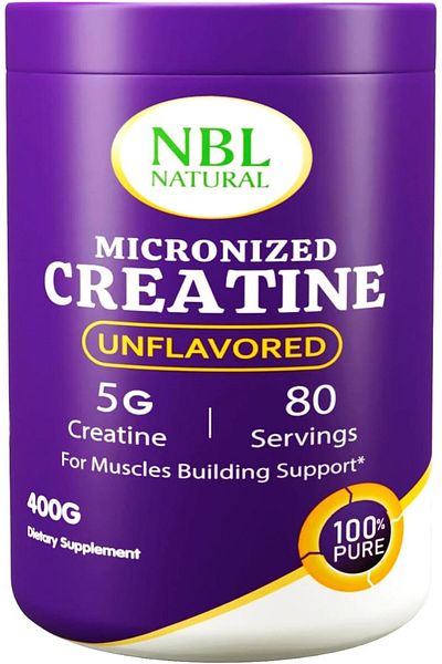NBL Natural Creatine Monohydrate Powder, Unflavored 400g, Pure Micronized  80 Servings