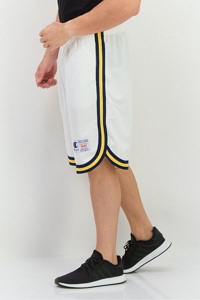 Champion Men Sportswear Fit Brand Logo Training Short, White Combo