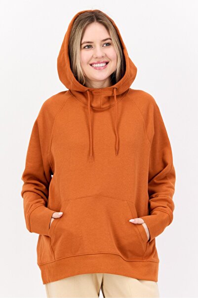 Champion هوديس نسائي رياضي بأكمام طويلة مناسب للخارج، بني