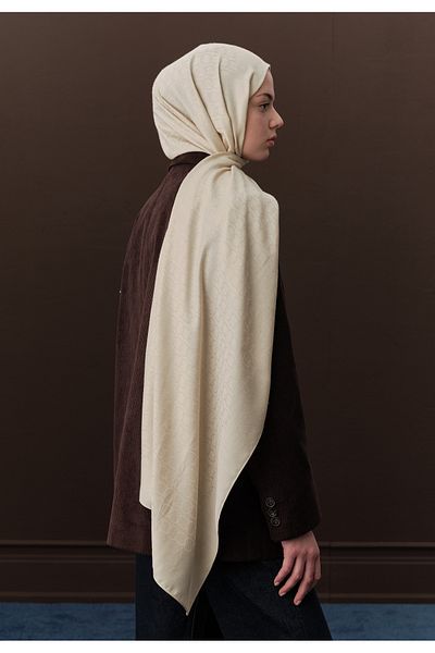 Fresh Beige Premium Wool Flat Shawl