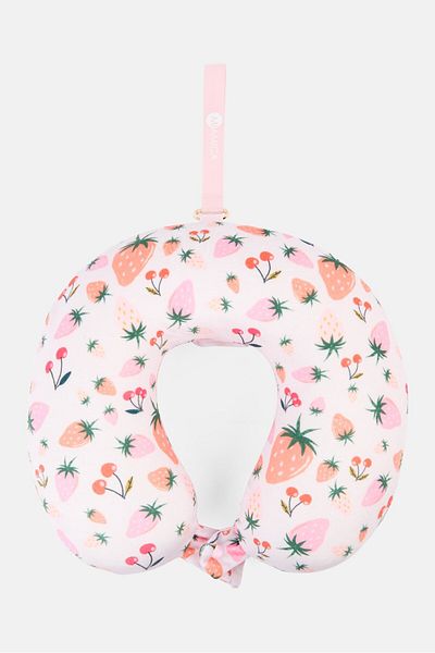 Miamica Floral Print Travel Neck Memory Foam Pillow 27 X 32 Cm, Pink Combo