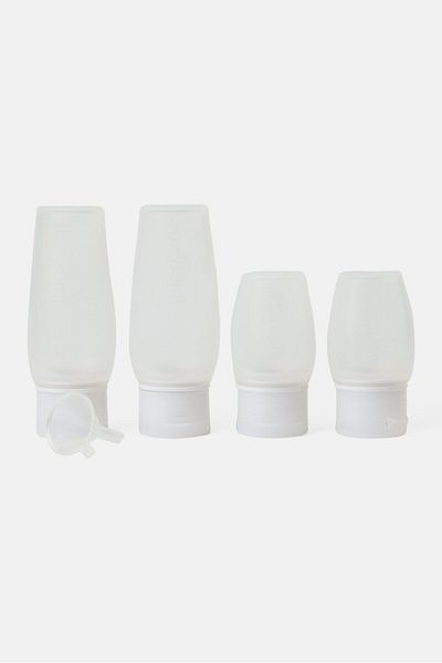 Miamica 4 Pcs Silicone Travel Bottle Set, Transparent