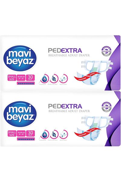 Mavi beyaz Pad Extra Textile Surface Adult Waistband Patient Diapers Small Small 60 Pieces