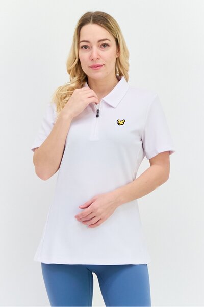 Lyle & Scott Women Spread Collar Short Sleeves Brand Logo Polo Shirt, White