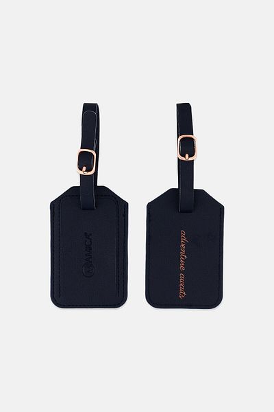 Miamica 2 Pieces Luggage Tag Cover Set 7 X 11 Cm, Black