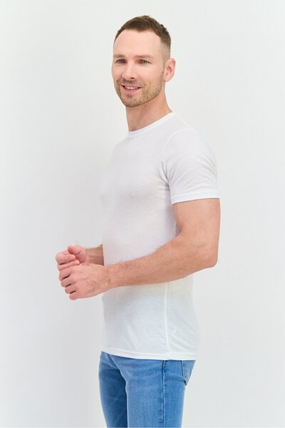 Perry Ellis Men 3 Pack Crew Neck Short Sleeve Solid T Shirt, White