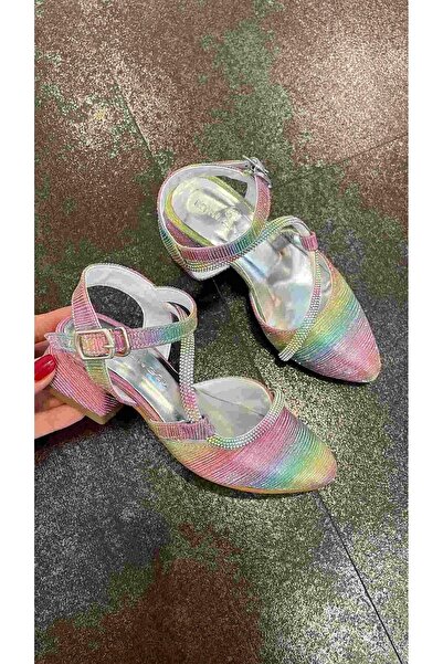 moona kids 28-36 Numara Kız Çocuk Gökkuşağı Topuklu Ayakkabı