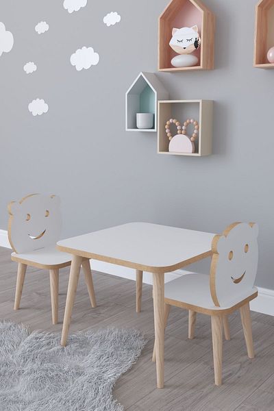 HOMS Set masa+ 2 scaune pentru copii Bambi Homs alb