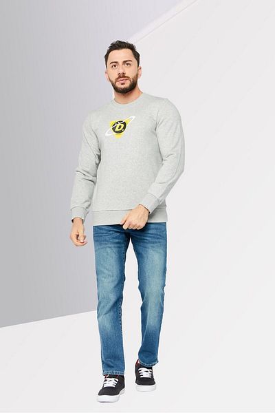 Diesel Men Crew Neck Long Sleeve Graphic Sweatshirt, Grey