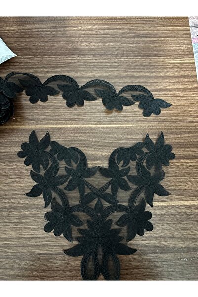 Butik Kort Uç kenar Güpür yakalık aplik takım imza tekstil 11 metre top Frans...