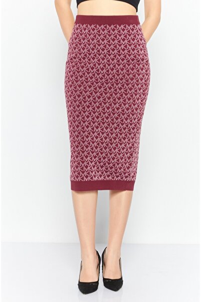 Michael Kors Women Brand Logo Casual Midi Skirts, Maroon