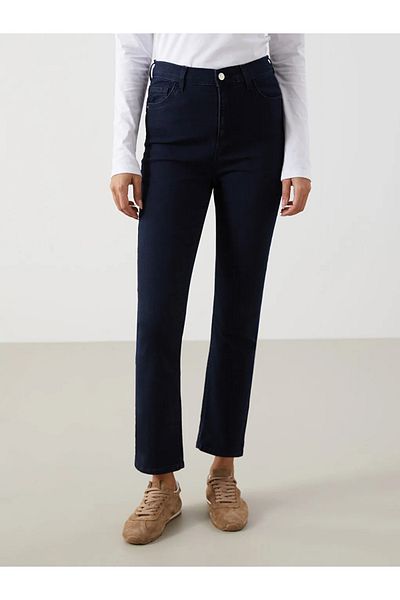 LC Waikiki Μαύρο γυναικείο τζιν παντελόνι Straight Fit