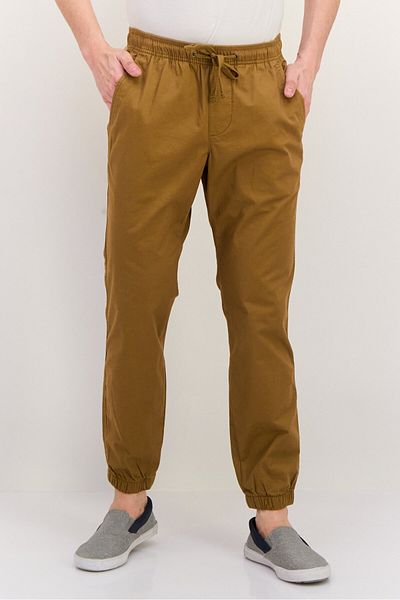 GAP Men Regular Fit Solid Jogger Pants, Brown