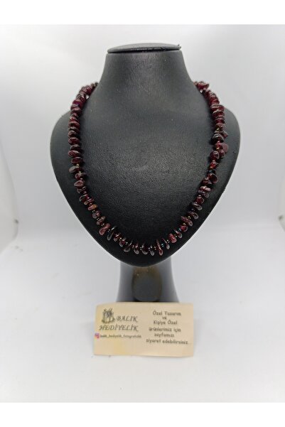 BalıkHediyelik LAL/GRANAT(Güç Taşı) TAŞI KOLYE DOĞALTAŞ TASARIM KOLYE-1001